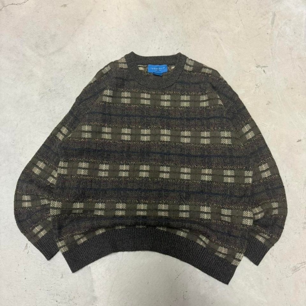 Vintage 1990s Multi Colored Plad Knit Sweater